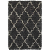 10' X 13' Charcoal And Grey Geometric Shag Power Loom Stain Resistant Area Rug - Homeroots - Flyclothing LLC