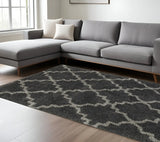 10' X 13' Charcoal And Grey Geometric Shag Power Loom Stain Resistant Area Rug - Homeroots - Flyclothing LLC