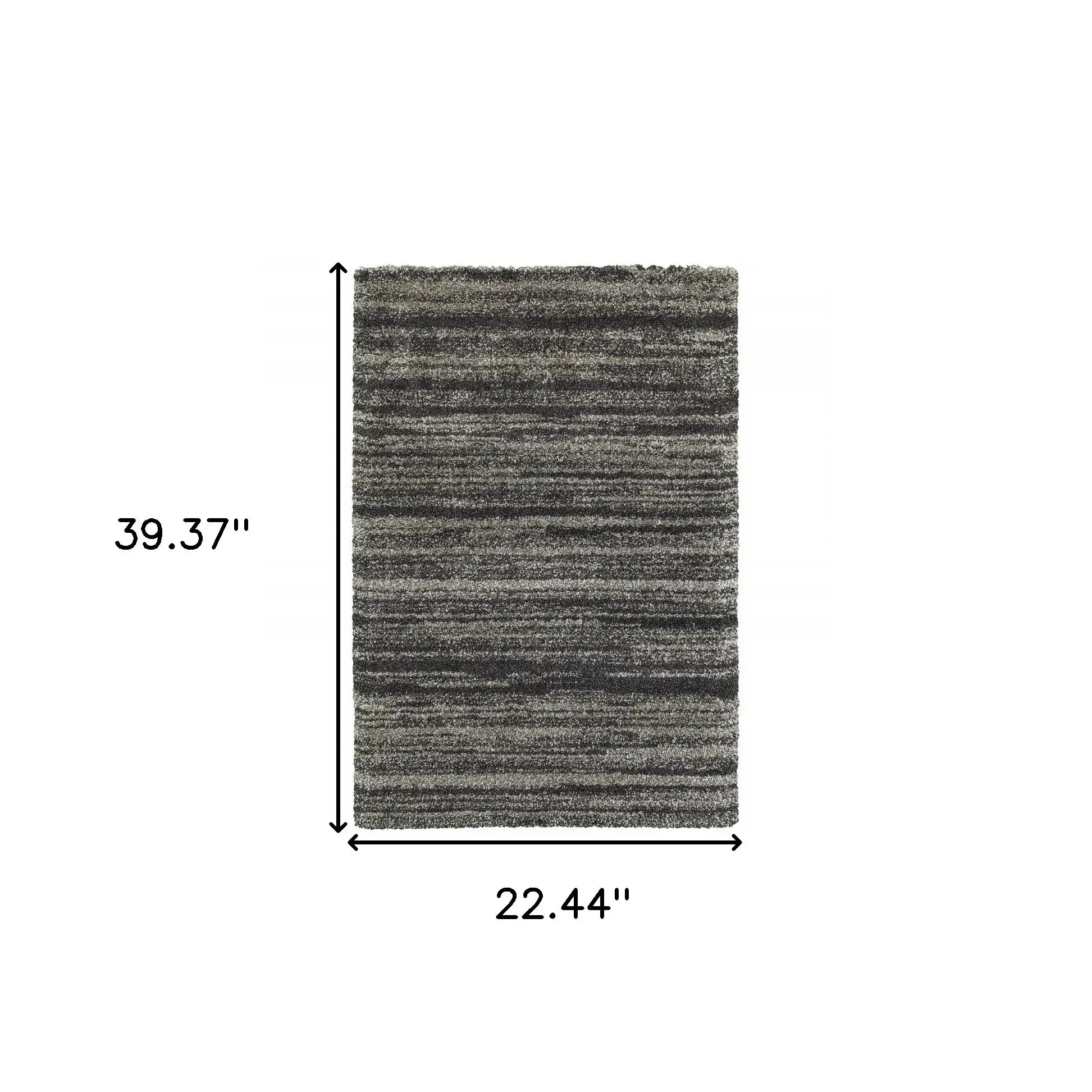 2' X 3' Charcoal Silver And Grey Geometric Shag Power Loom Stain Resistant Area Rug - Homeroots - Flyclothing LLC