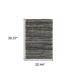 2' X 3' Charcoal Silver And Grey Geometric Shag Power Loom Stain Resistant Area Rug
