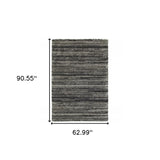 5' X 8' Charcoal Silver And Grey Geometric Shag Power Loom Stain Resistant Area Rug - Homeroots - Flyclothing LLC