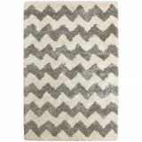 10' X 13' Grey And Ivory Geometric Shag Power Loom Stain Resistant Area Rug - Homeroots - Flyclothing LLC