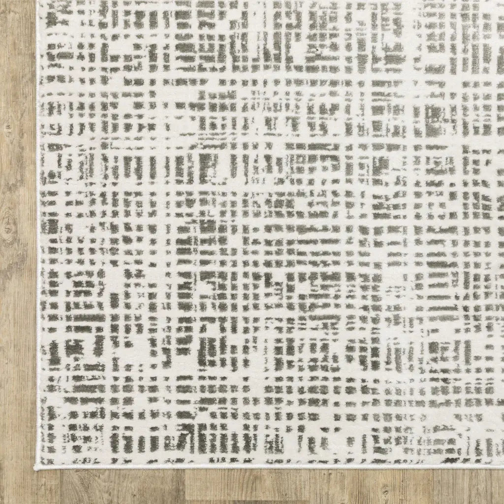 2' X 8' White And Grey Abstract Power Loom Stain Resistant Runner Rug - Homeroots - Flyclothing LLC
