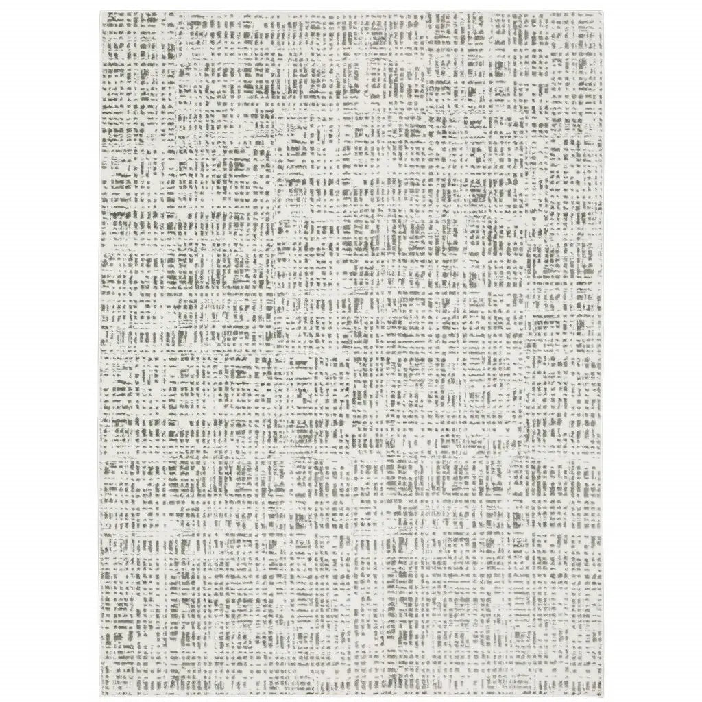 5' X 8' White And Grey Abstract Power Loom Stain Resistant Area Rug - Homeroots - Flyclothing LLC