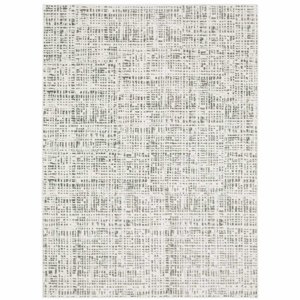 5' X 8' White And Grey Abstract Power Loom Stain Resistant Area Rug - Homeroots - Flyclothing LLC