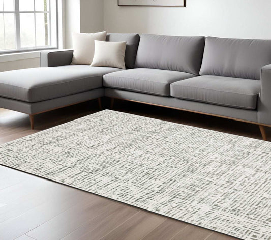 8' X 11' White And Grey Abstract Power Loom Stain Resistant Area Rug - Homeroots - Flyclothing LLC