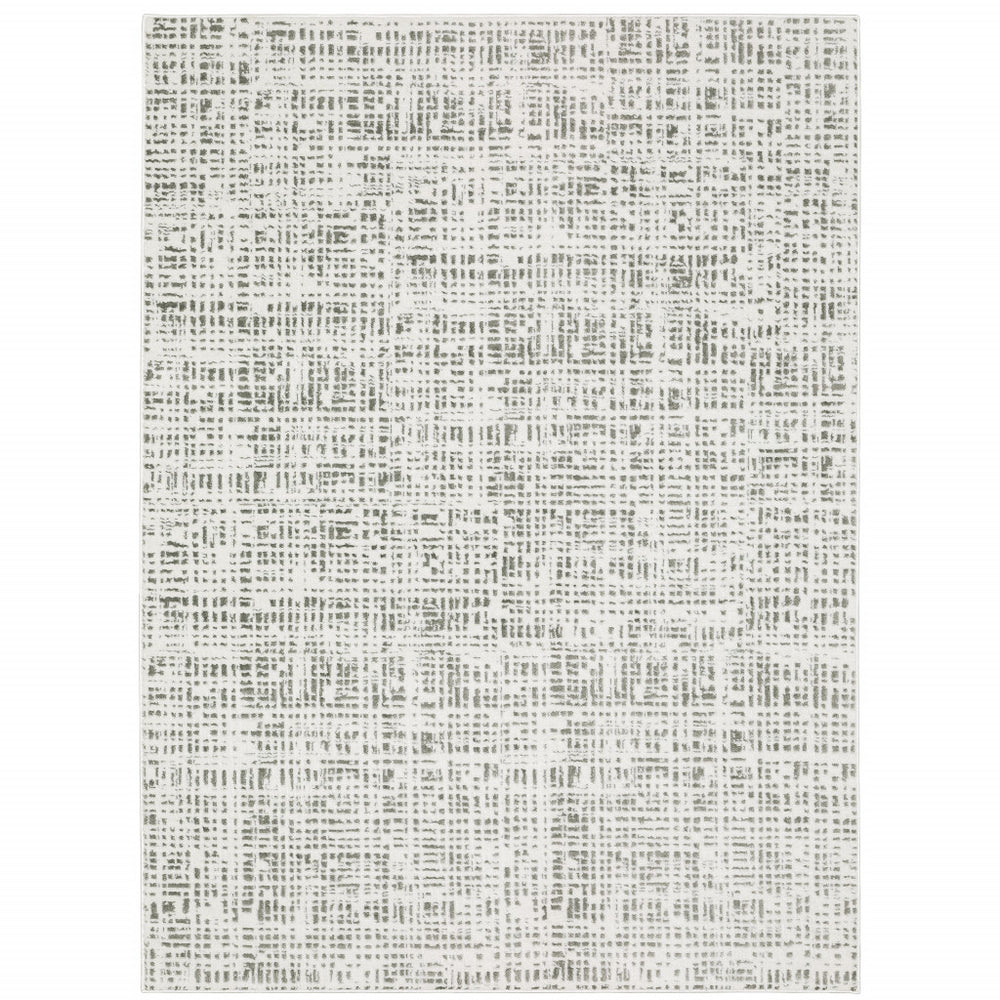 10' X 13' White And Grey Abstract Power Loom Stain Resistant Area Rug