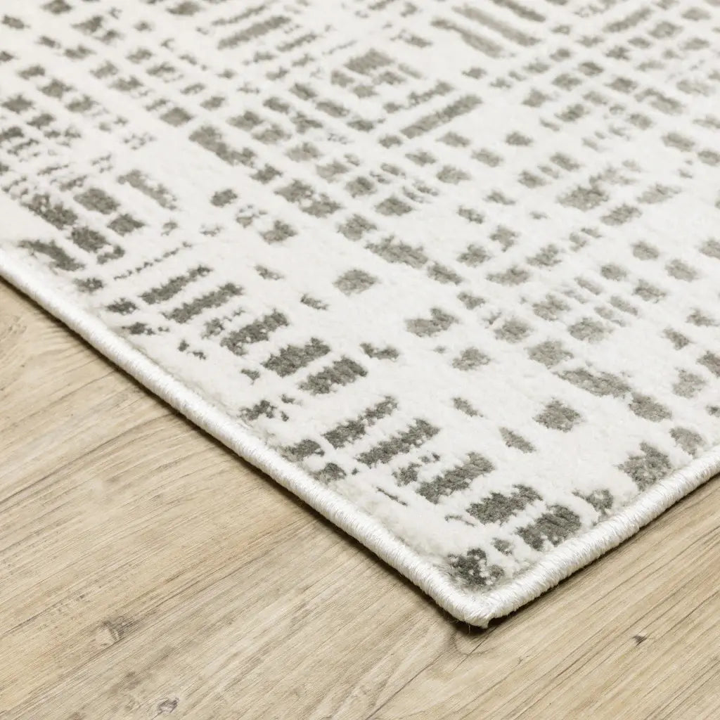 10' X 13' White And Grey Abstract Power Loom Stain Resistant Area Rug - Homeroots - Flyclothing LLC