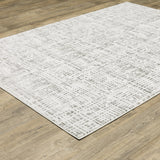 10' X 13' White And Grey Abstract Power Loom Stain Resistant Area Rug - Homeroots
