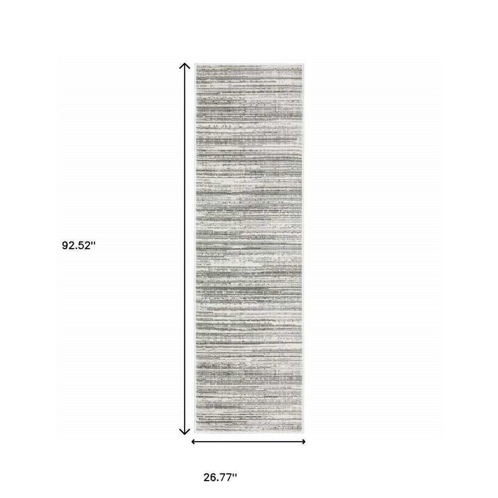 2' X 8' White And Grey Abstract Power Loom Stain Resistant Runner Rug - Homeroots - Flyclothing LLC