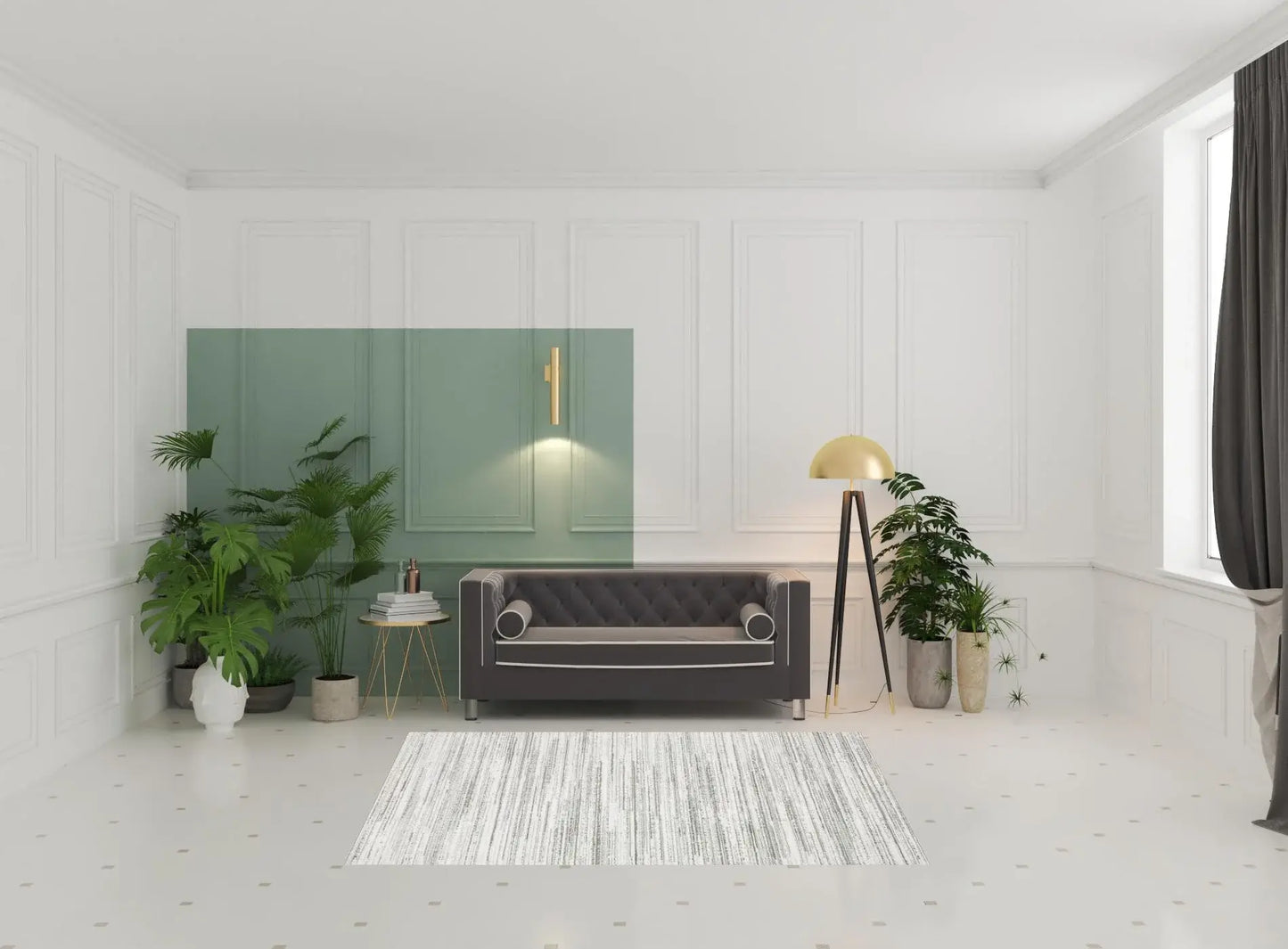 5' X 8' White And Grey Abstract Power Loom Stain Resistant Area Rug - Homeroots - Flyclothing LLC