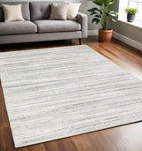 5' X 8' White And Grey Abstract Power Loom Stain Resistant Area Rug - Homeroots - Flyclothing LLC