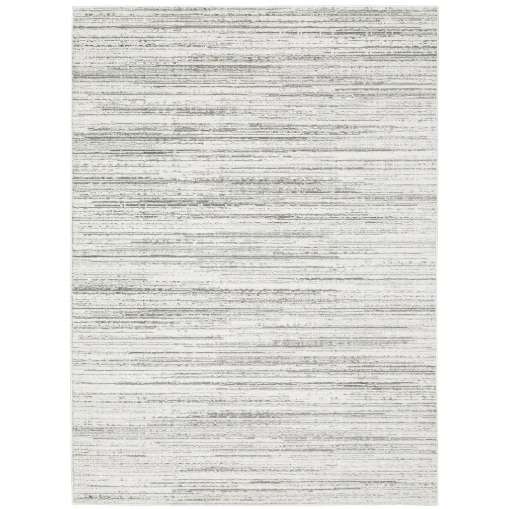 10' X 13' White And Grey Abstract Power Loom Stain Resistant Area Rug - Homeroots - Flyclothing LLC