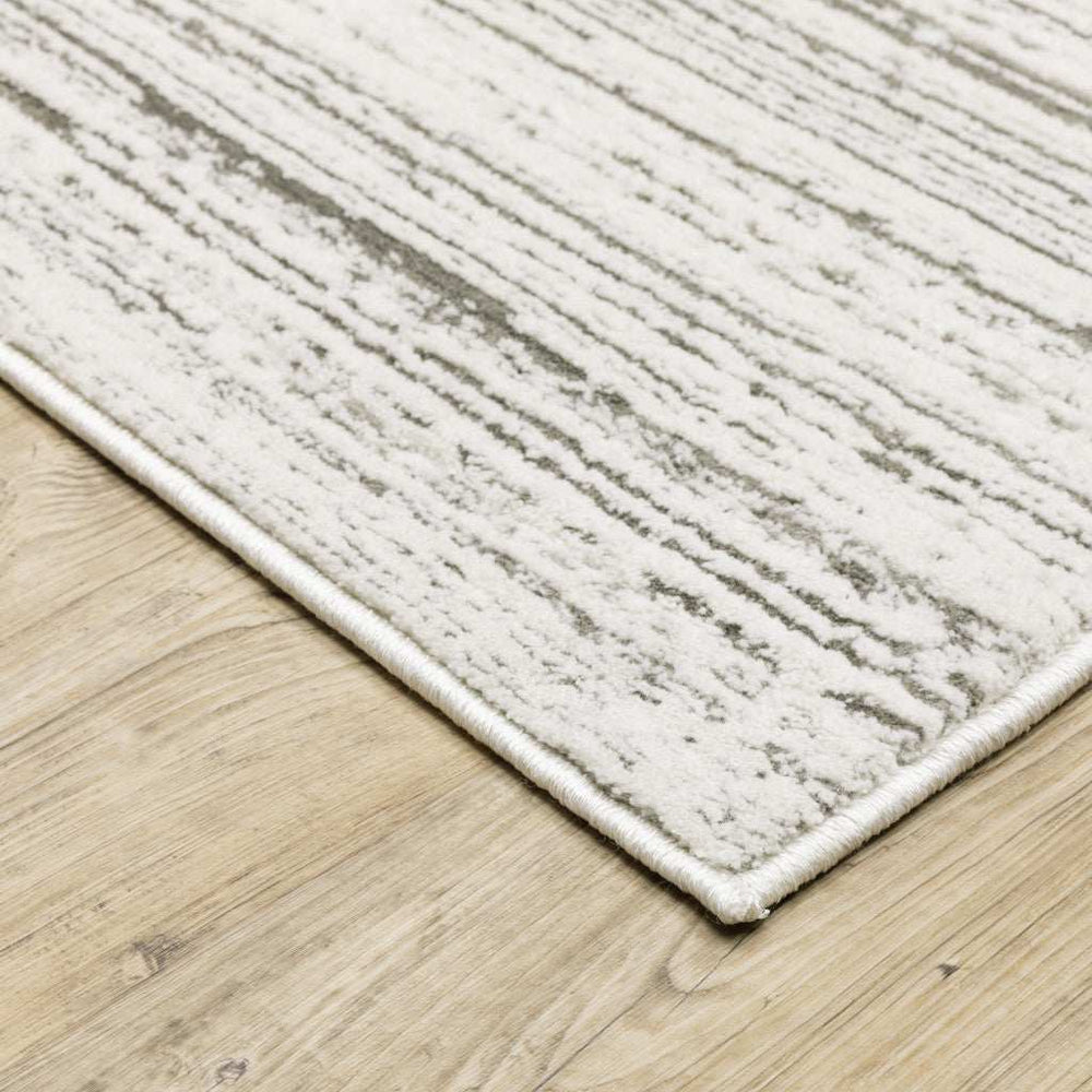 10' X 13' White And Grey Abstract Power Loom Stain Resistant Area Rug - Homeroots - Flyclothing LLC