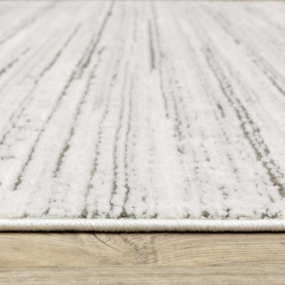 10' X 13' White And Grey Abstract Power Loom Stain Resistant Area Rug - Homeroots - Flyclothing LLC