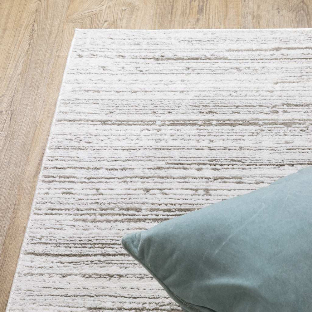 10' X 13' White And Grey Abstract Power Loom Stain Resistant Area Rug - Homeroots - Flyclothing LLC