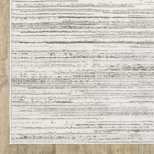 10' X 13' White And Grey Abstract Power Loom Stain Resistant Area Rug - Homeroots - Flyclothing LLC