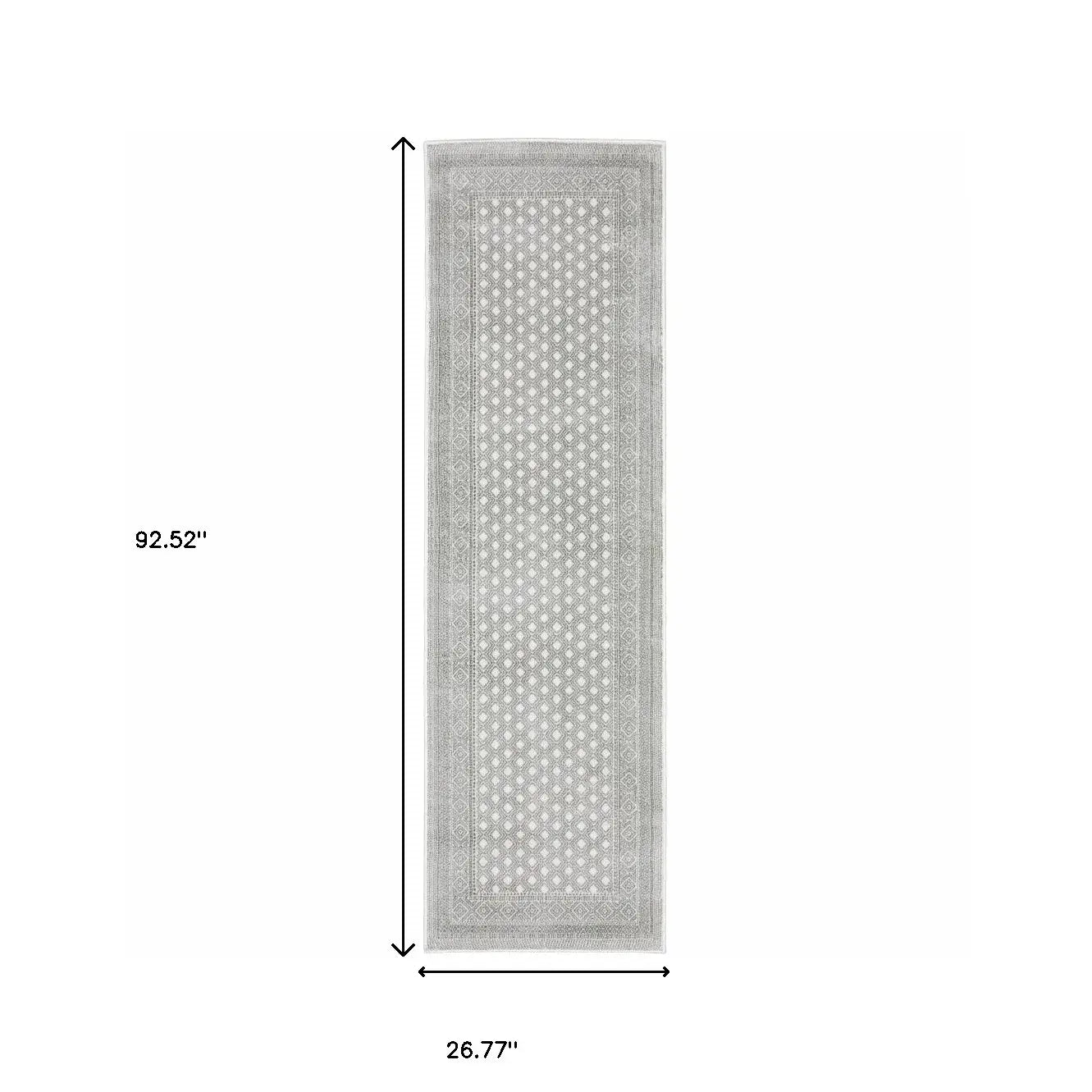 2' X 8' White And Grey Oriental Power Loom Stain Resistant Runner Rug - Homeroots - Flyclothing LLC