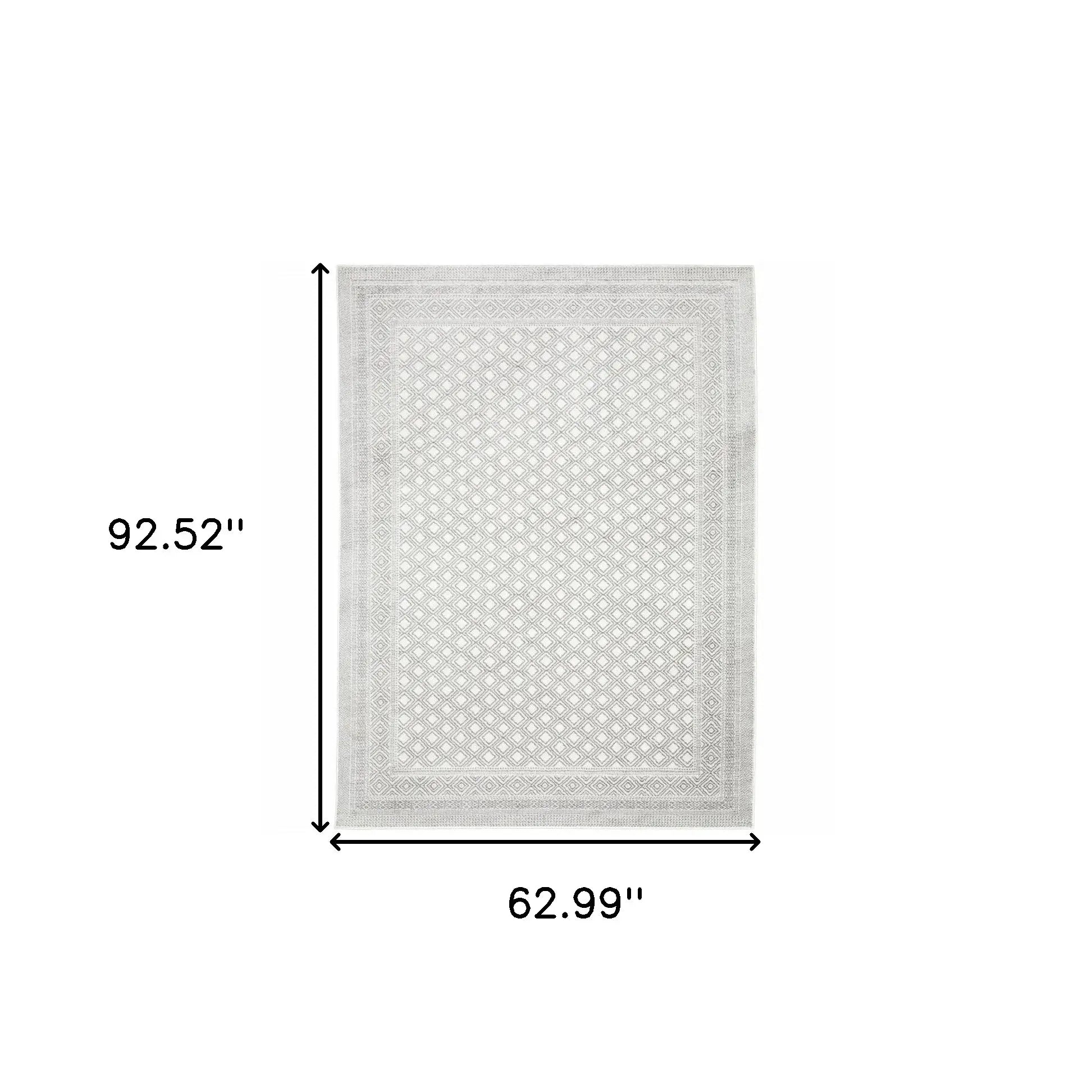 5' X 8' White And Grey Oriental Power Loom Stain Resistant Area Rug - Homeroots - Flyclothing LLC