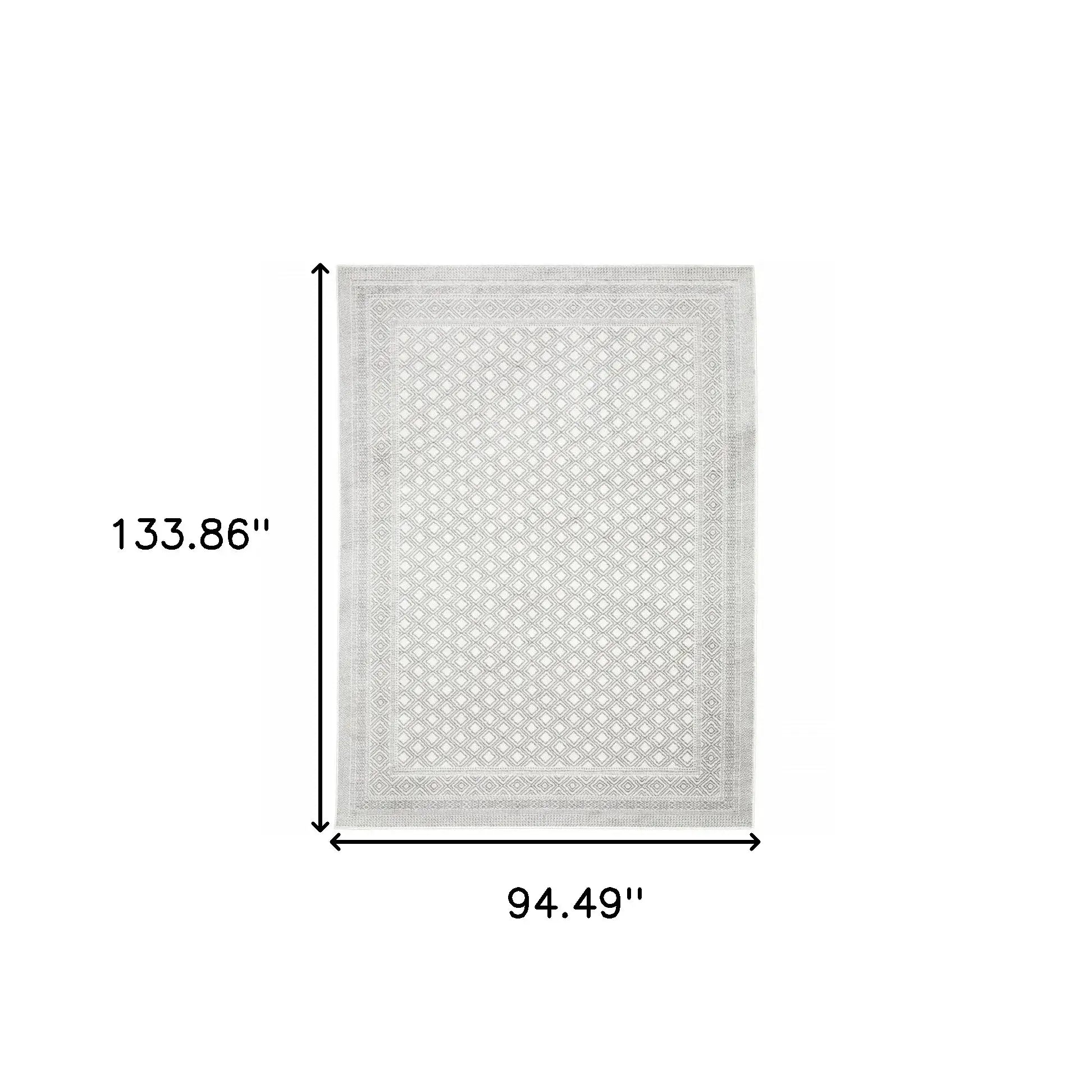 8' X 11' White And Grey Oriental Power Loom Stain Resistant Area Rug - Homeroots - Flyclothing LLC