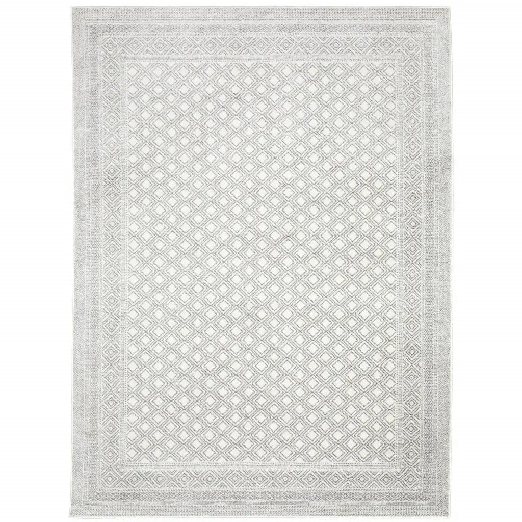 10' X 13' White And Grey Oriental Power Loom Stain Resistant Area Rug - Homeroots - Flyclothing LLC
