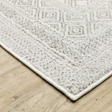 10' X 13' White And Grey Oriental Power Loom Stain Resistant Area Rug - Homeroots - Flyclothing LLC