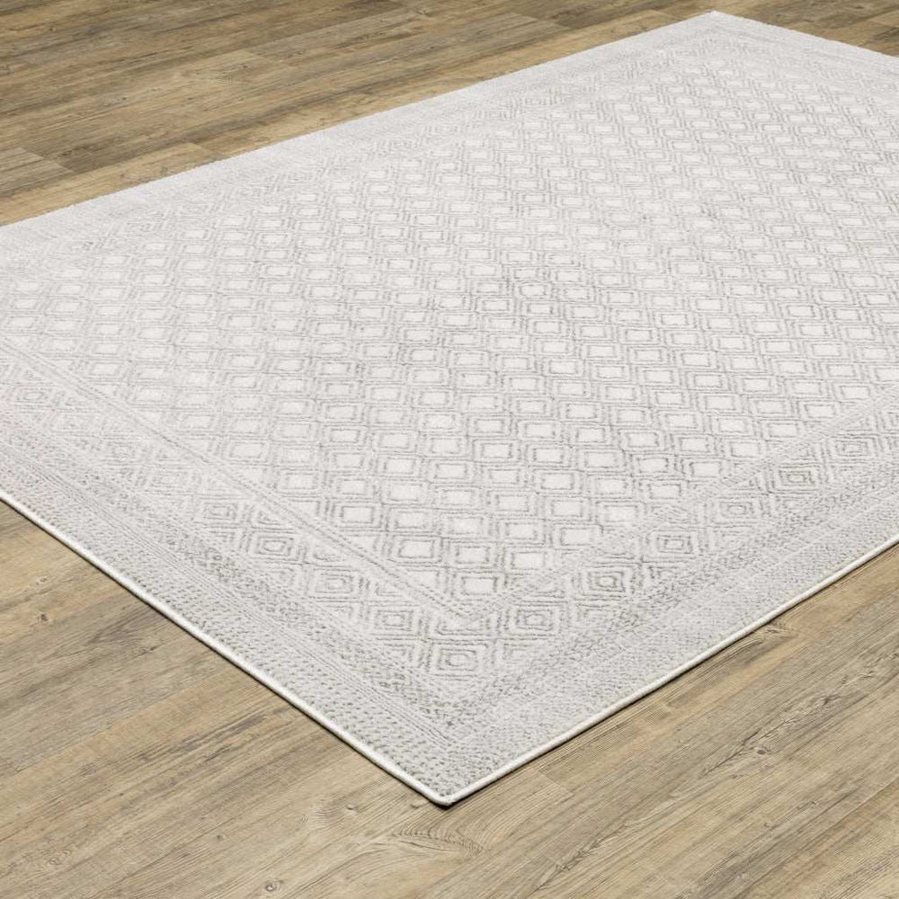 10' X 13' White And Grey Oriental Power Loom Stain Resistant Area Rug - Homeroots - Flyclothing LLC