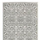 2' X 8' Grey And White Floral Power Loom Stain Resistant Runner Rug - Homeroots