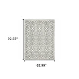 5' X 8' Grey And White Floral Power Loom Stain Resistant Area Rug - Homeroots - Flyclothing LLC