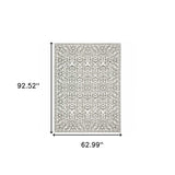 5' X 8' Grey And White Floral Power Loom Stain Resistant Area Rug - Homeroots - Flyclothing LLC