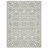 6' X 9' Grey And White Floral Power Loom Stain Resistant Area Rug - Homeroots - Flyclothing LLC