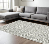 6' X 9' Grey And White Floral Power Loom Stain Resistant Area Rug - Homeroots - Flyclothing LLC