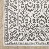 6' X 9' Grey And White Floral Power Loom Stain Resistant Area Rug - Homeroots - Flyclothing LLC
