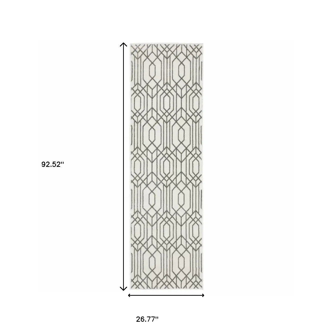 2' X 8' White And Grey Geometric Power Loom Stain Resistant Runner Rug - Homeroots - Flyclothing LLC