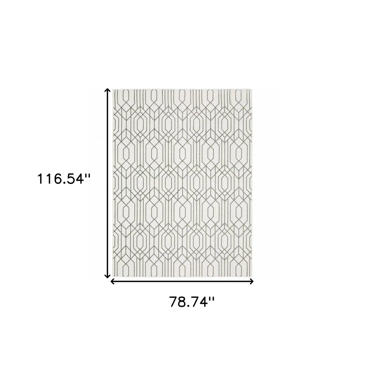 6' X 9' White And Grey Geometric Power Loom Stain Resistant Area Rug - Homeroots - Flyclothing LLC