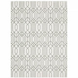 10' X 13' White And Grey Geometric Power Loom Stain Resistant Area Rug - Homeroots - Flyclothing LLC