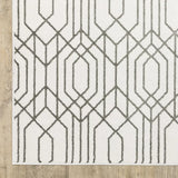 10' X 13' White And Grey Geometric Power Loom Stain Resistant Area Rug - Homeroots - Flyclothing LLC