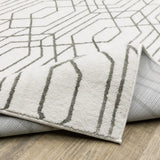 10' X 13' White And Grey Geometric Power Loom Stain Resistant Area Rug - Homeroots - Flyclothing LLC