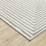 2' X 8' Grey And White Geometric Power Loom Stain Resistant Runner Rug - Homeroots - Flyclothing LLC