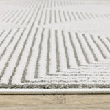 2' X 8' Grey And White Geometric Power Loom Stain Resistant Runner Rug - Homeroots - Flyclothing LLC