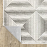 2' X 8' Grey And White Geometric Power Loom Stain Resistant Runner Rug - Homeroots - Flyclothing LLC