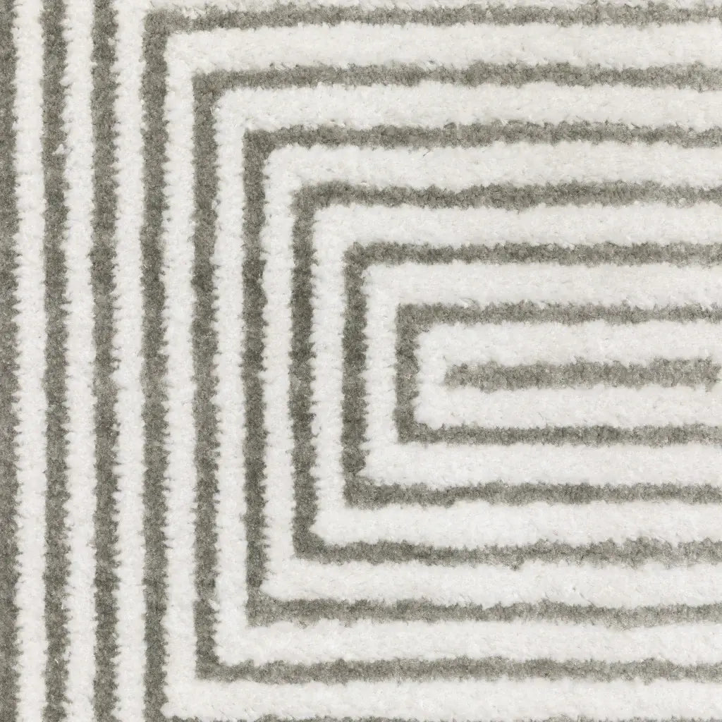 2' X 8' Grey And White Geometric Power Loom Stain Resistant Runner Rug - Homeroots - Flyclothing LLC