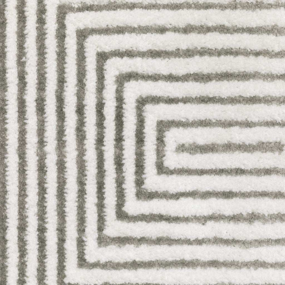2' X 8' Grey And White Geometric Power Loom Stain Resistant Runner Rug - Homeroots - Flyclothing LLC
