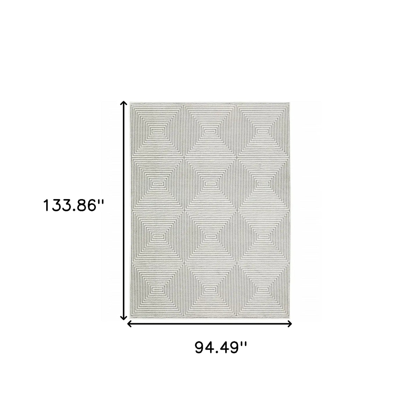 8' X 11' Grey And White Geometric Power Loom Stain Resistant Area Rug - Homeroots - Flyclothing LLC