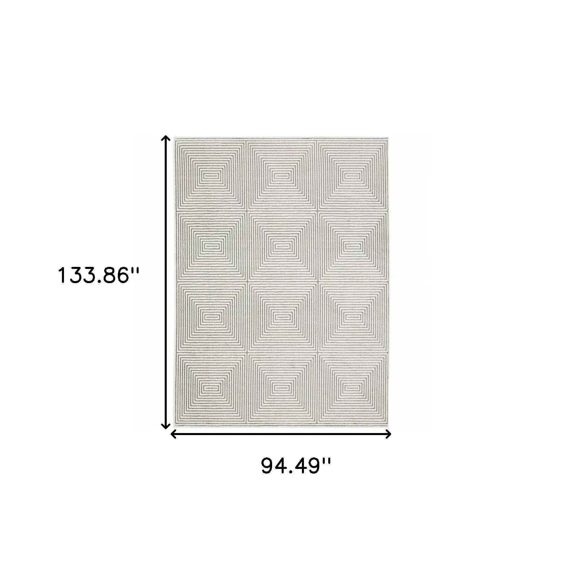 8' X 11' Grey And White Geometric Power Loom Stain Resistant Area Rug - Homeroots - Flyclothing LLC