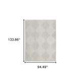 8' X 11' Grey And White Geometric Power Loom Stain Resistant Area Rug - Homeroots - Flyclothing LLC