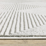 10' X 13' Grey And White Geometric Power Loom Stain Resistant Area Rug - Homeroots