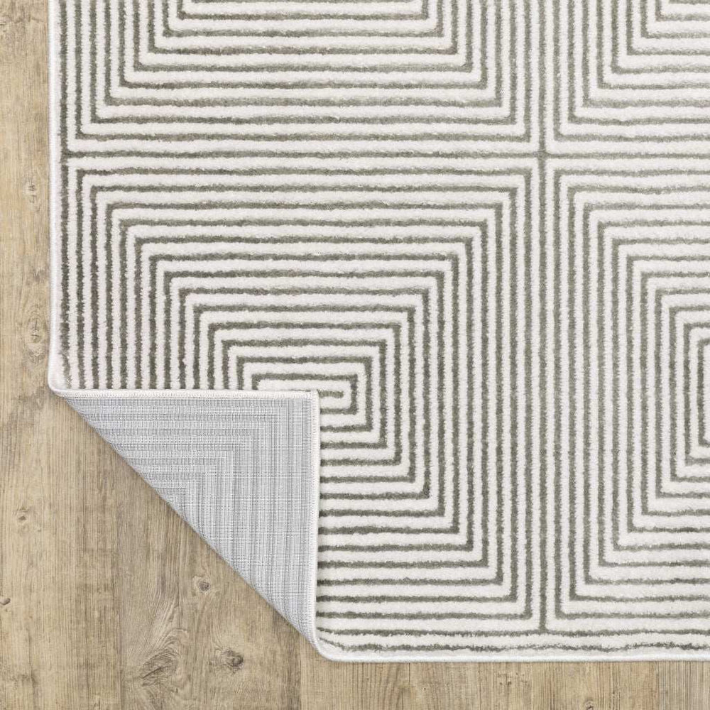 10' X 13' Grey And White Geometric Power Loom Stain Resistant Area Rug - Homeroots - Flyclothing LLC