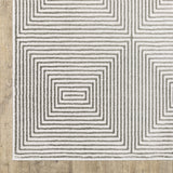 10' X 13' Grey And White Geometric Power Loom Stain Resistant Area Rug