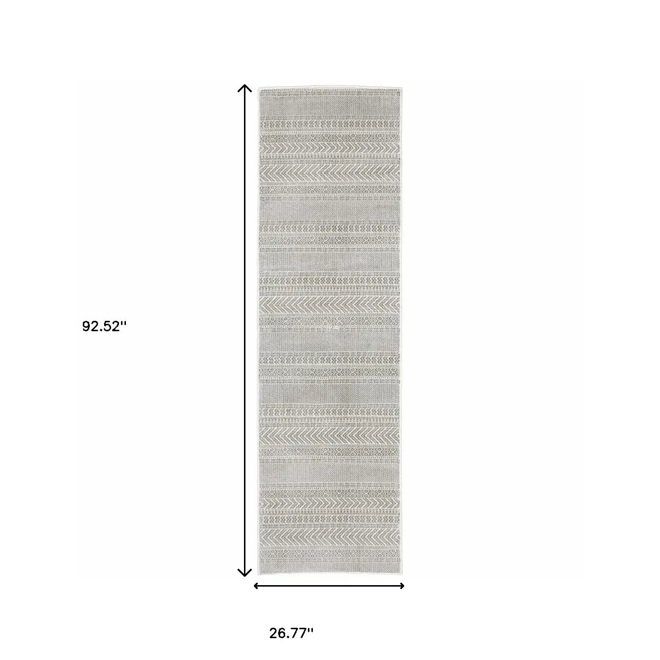 2' X 8' White And Grey Geometric Power Loom Stain Resistant Runner Rug - Homeroots - Flyclothing LLC